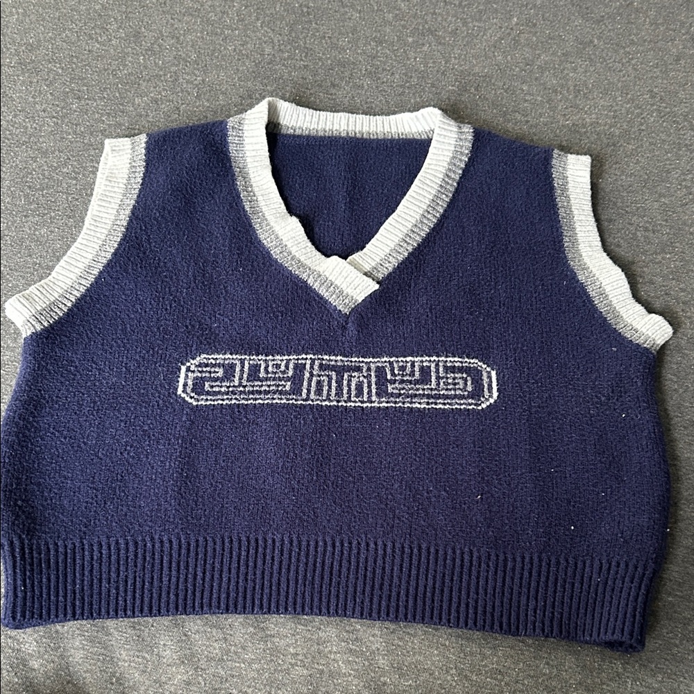 SHEIN Navy and Gray Knit Crop Top